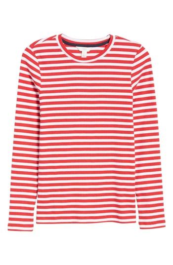 Petite Women's 1901 Rib Crewneck Stretch Cotton Top, Size P - White