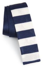 Men's Boss Stripe Knit Silk Skinny Tie, Size - Blue