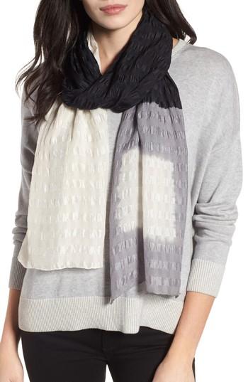 Women's Eileen Fisher Colorblock Silk Scarf, Size - Grey