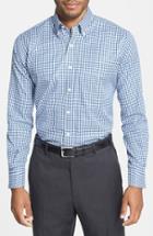 Men's Peter Millar 'nanoluxe' Regular Fit Wrinkle Resistant Twill Check Sport Shirt, Size - Blue