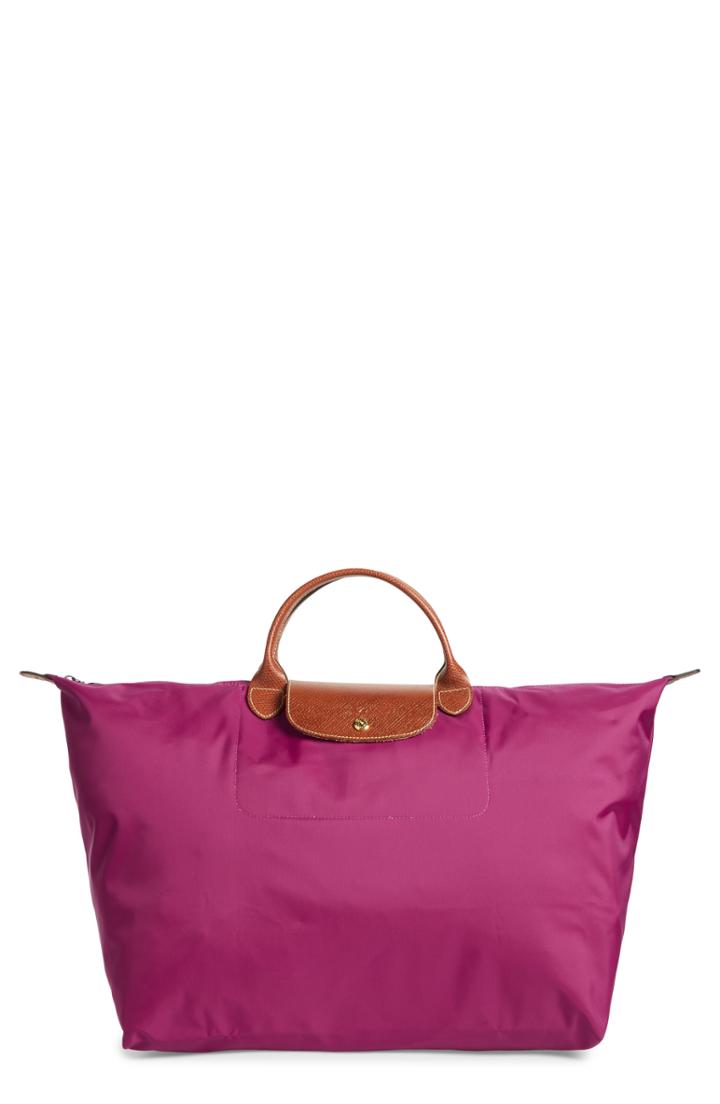 Longchamp 'le Pliage' Overnighter - Burgundy