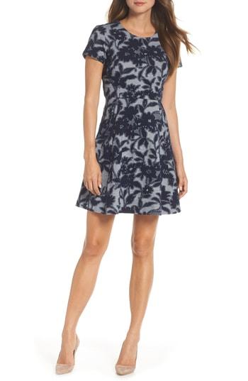 Women's Eliza J Jacquard Knit Fit & Flare Dress - Blue