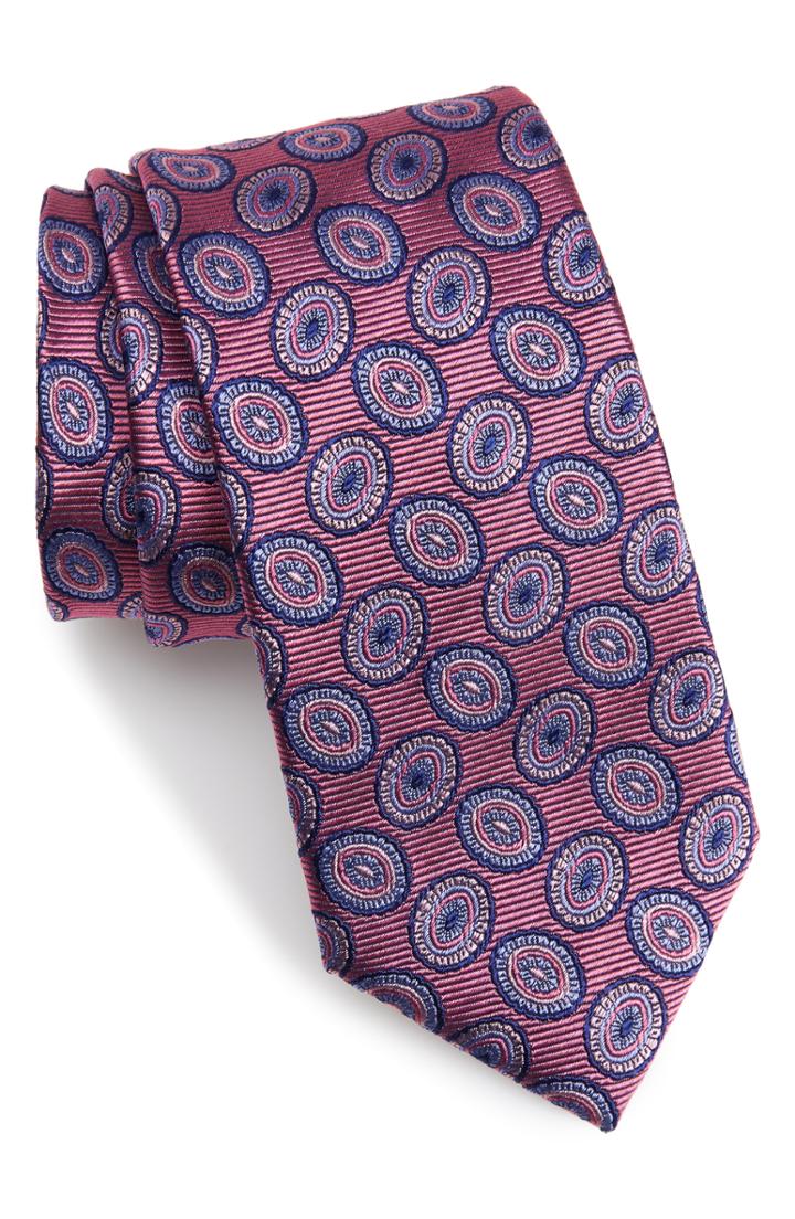 Men's Nordstrom Men's Shop Minton Medallion Silk Tie, Size - Red