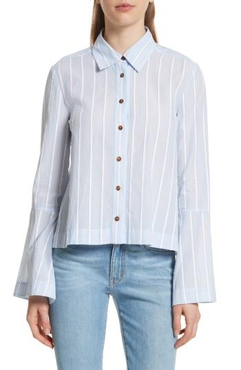 Women's Derek Lam 10 Crosby Boucle Stripe Shirt - Blue