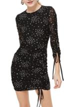 Women's Topshop Star Print Ruched Body-con Dress Us (fits Like 0) - Black