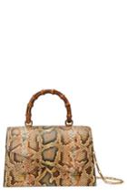 Gucci Linea P Painted Genuine Python Top Handle Satchel - Brown
