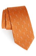 Men's Salvatore Ferragamo Giraffe Print Silk Tie, Size - Orange