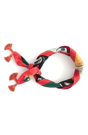 Women's J.crew Postcard Print Italian Silk Scarf, Size - Black