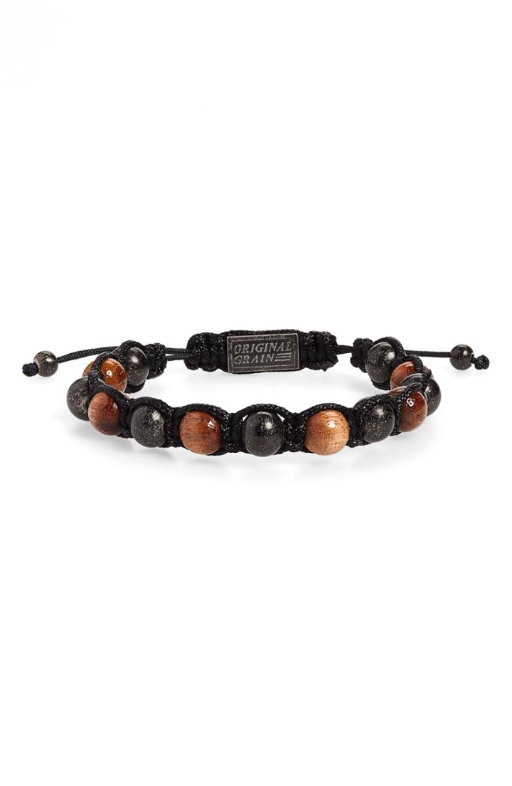Men's Original Grain Wood & Steel Bead Bracelet