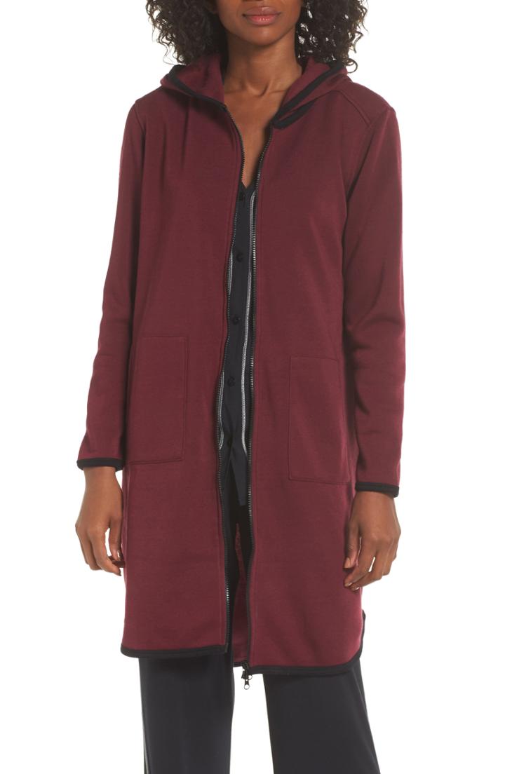 Women's Naked Fleece Longline Hoodie - Red