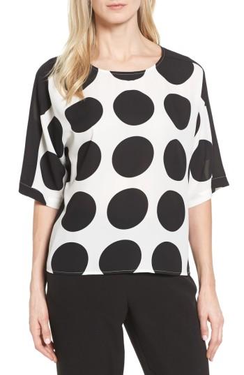 Women's Vince Camuto Polka Dot High/low Blouse - White