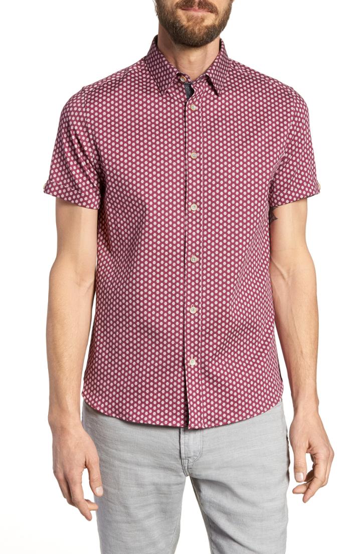 Men's Ted Baker London Furlaye Trim Fit Stretch Short Sleeve Sport Shirt