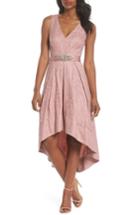 Petite Women's Eliza J Belted Lace High/low Dress P - Pink
