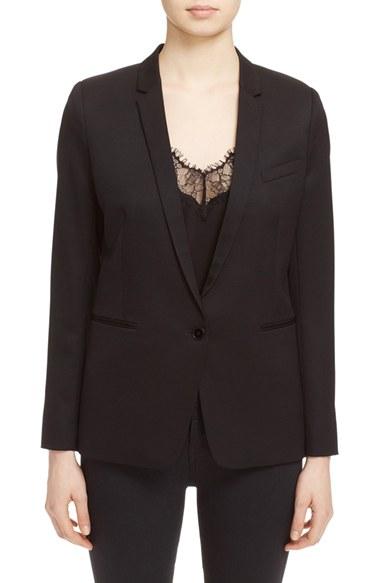 Women's The Kooples 'timeless' Stretch Wool Jacket Us / 36 Fr - Black