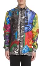 Men's Versace Greek Motif Silk Shirt Eu - None