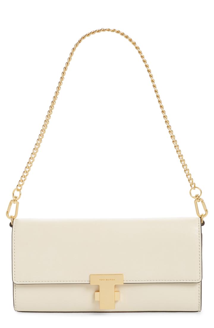 Tory Burch Juliette Leather Clutch - White