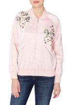 Women's Catherine Catherine Malandrino Jimmie Embroidered Bomber Jacket - Pink