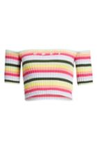 Women's Obey Coco Stripe Off The Shoulder Top - Pink