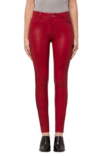 Women's J Brand 'maria' Lambskin Leather Leggings - Red