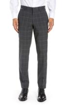 Men's Ted Baker London Reese Flat Front Plaid Wool Trousers R - Grey