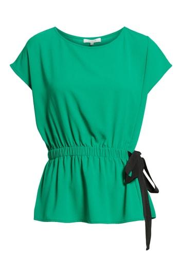 Women's Pleione Gathered Waist Side Tie Top, Size - Green