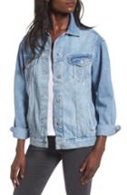 Women's Topshop Studded Floral Denim Jacket Us (fits Like 0) - Blue