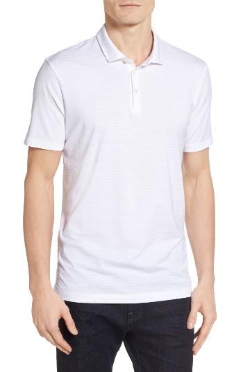 Men's Boss Press Tonal Stripe Polo - White