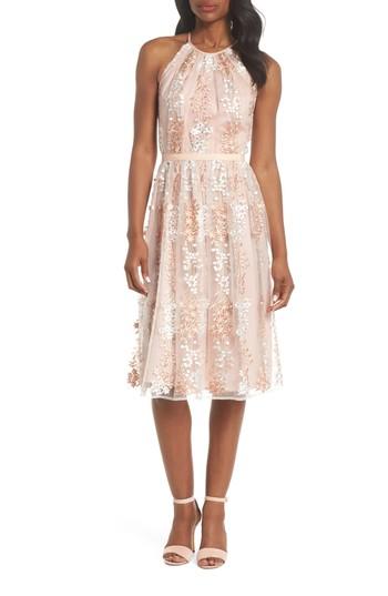 Women's Maggy London Trailing Daisy Lace Midi Dress - Pink