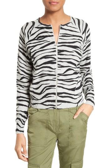 Women's Tracy Reese Zebra Stripe Cotton Zip Front Cardigan