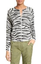 Women's Tracy Reese Zebra Stripe Cotton Zip Front Cardigan