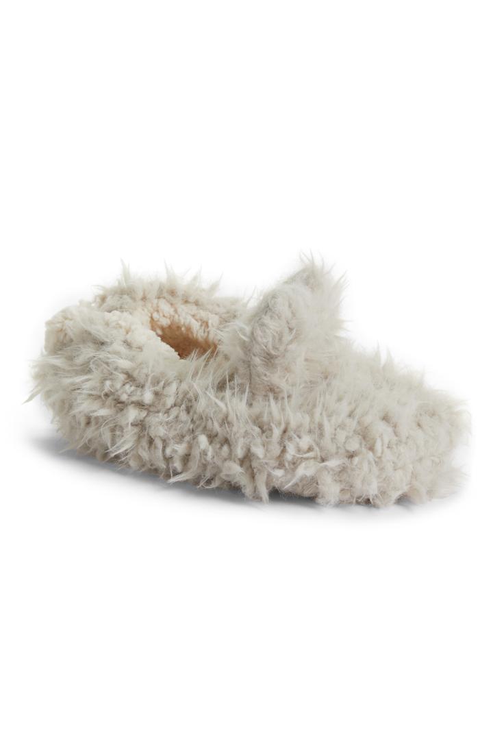 Women's Lemon Shaggy Slipper, Size - White