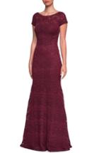 Women's La Femme Lace Trumpet Gown - Red