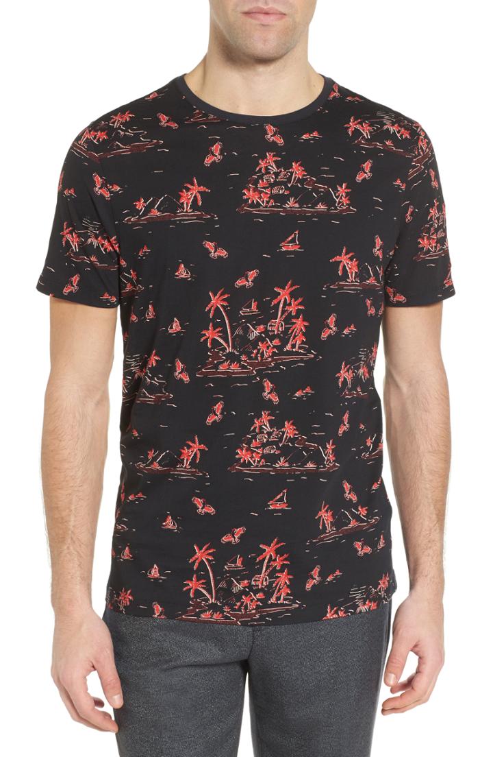 Men's Ted Baker London Lamp Island Print T-shirt (l) - Blue