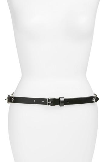 Women's Rebecca Minkoff Dog Clip Star Studded Skinny Belt - Black
