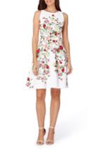 Petite Women's Tahari Floral Fit & Flare Dress P - White