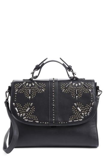 Chelsea28 Blair Embellished Faux Leather Top Handle Satchel - Black