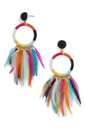 Women's Baublebar Feather Statement Shoulder Duster Earrings