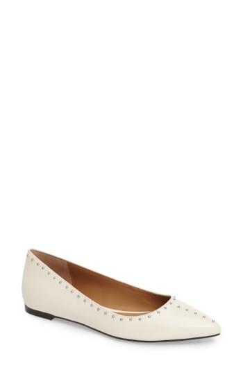 Women's Calvin Klein Genie Pointy Toe Flat .5 M - White