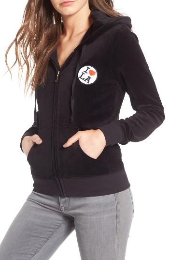 Women's Juicy Couture Call Me Juicy Robertson Velour Hoodie - Black