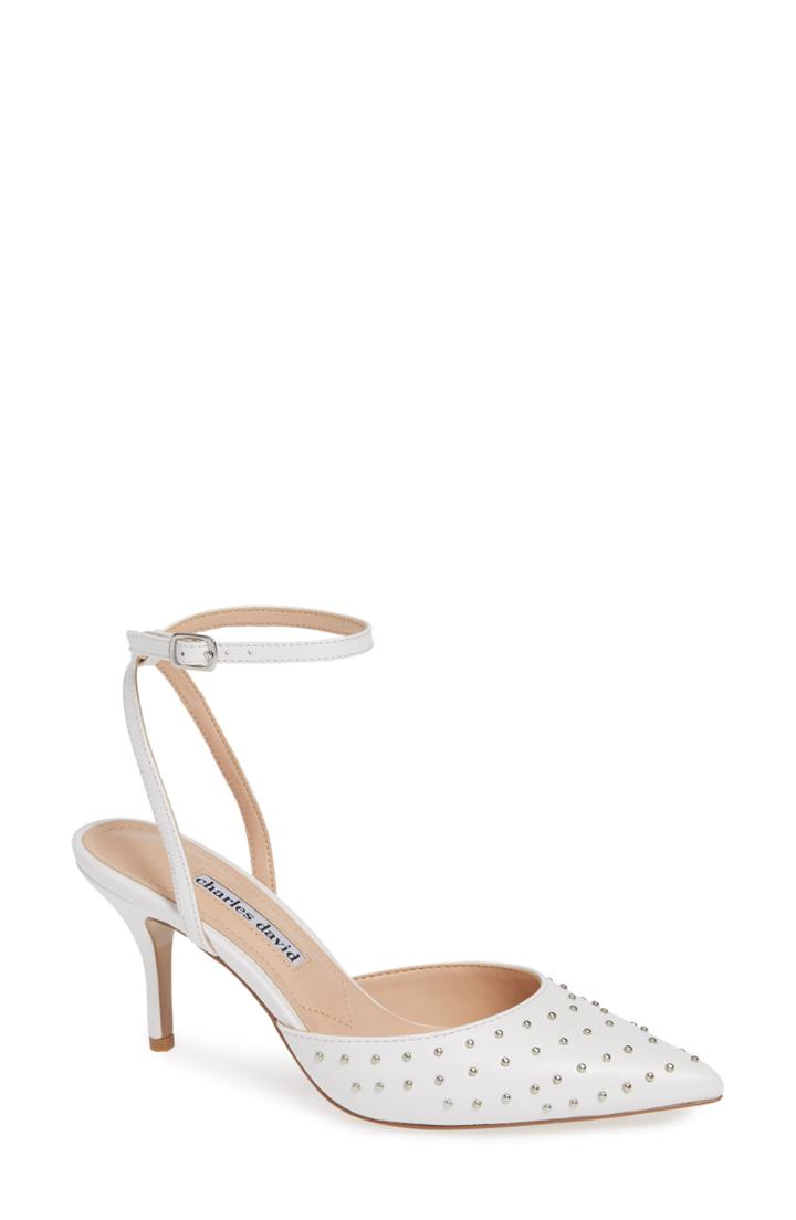 Women's Charles David Azalea Studded Pointy Toe Pump M - White