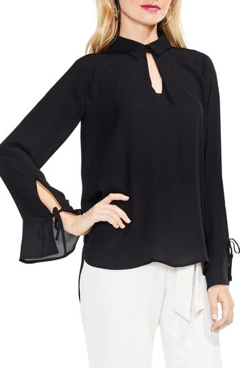 Women's Vince Camuto Flare Cuff Keyhole Blouse - Black