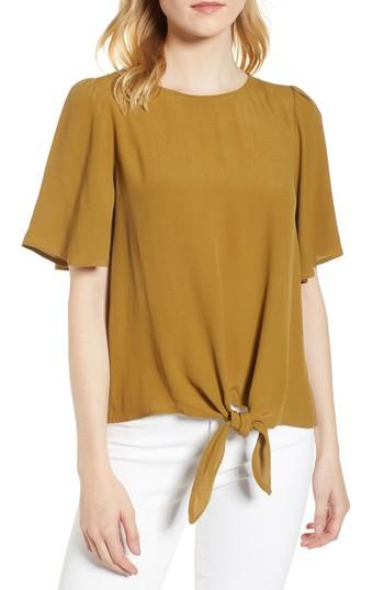 Women's Chelsea28 Ruffle Tie Front Top, Size - Green