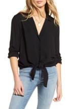 Women's Treasure & Bond Tie Front Shirt, Size - Black