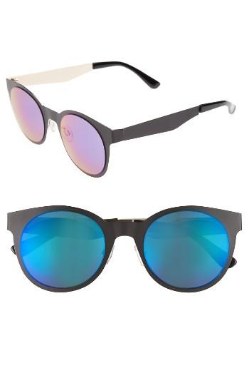 Women's Bp. 50mm Mirrored Round Sunglasses - Black Matte/ Purple