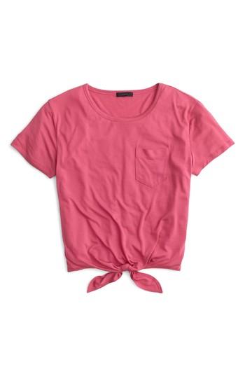 Women's J.crew Knotted Pocket Tee - Red