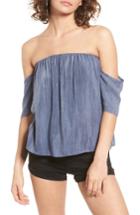 Women's Sun & Shadow Off The Shoulder Washed Top - Blue