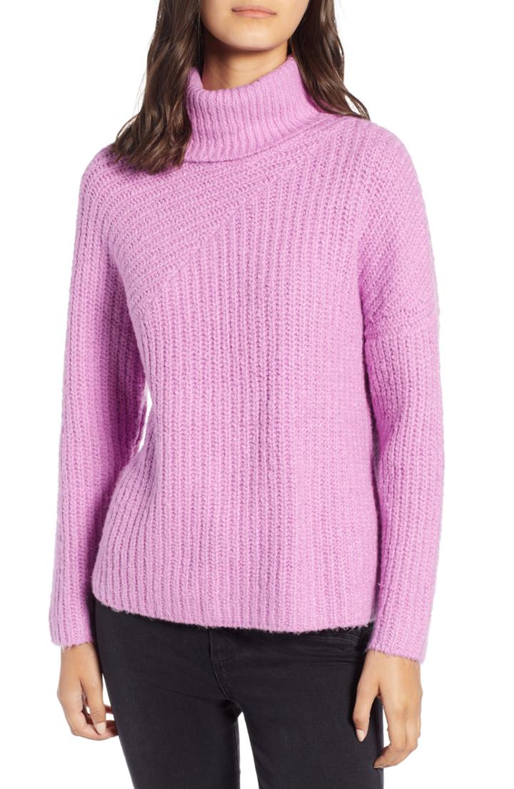 Women's Chelsea28 Cozy Chunky Turtleneck Sweater, Size - Purple
