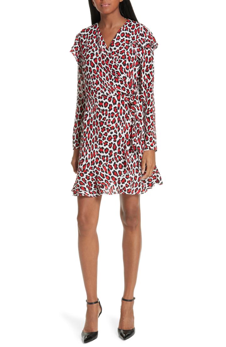 Women's Robert Rodriguez Lena Leopard Print Faux Wrap Dress - Red