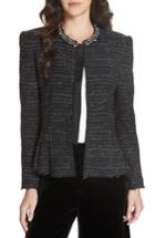 Women's Rebecca Taylor Embellished Stretch Tweed Jacket - Black