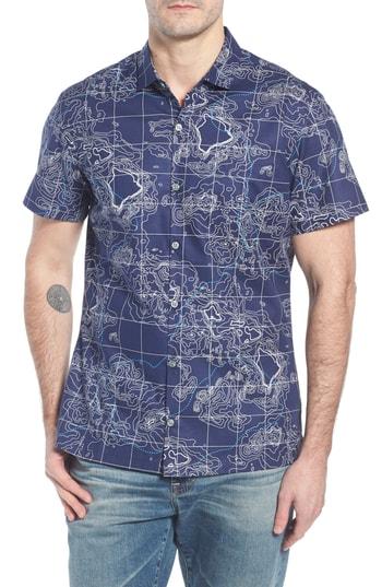 Men's Tori Richard 21n 158w Trim Fit Camp Shirt - Blue